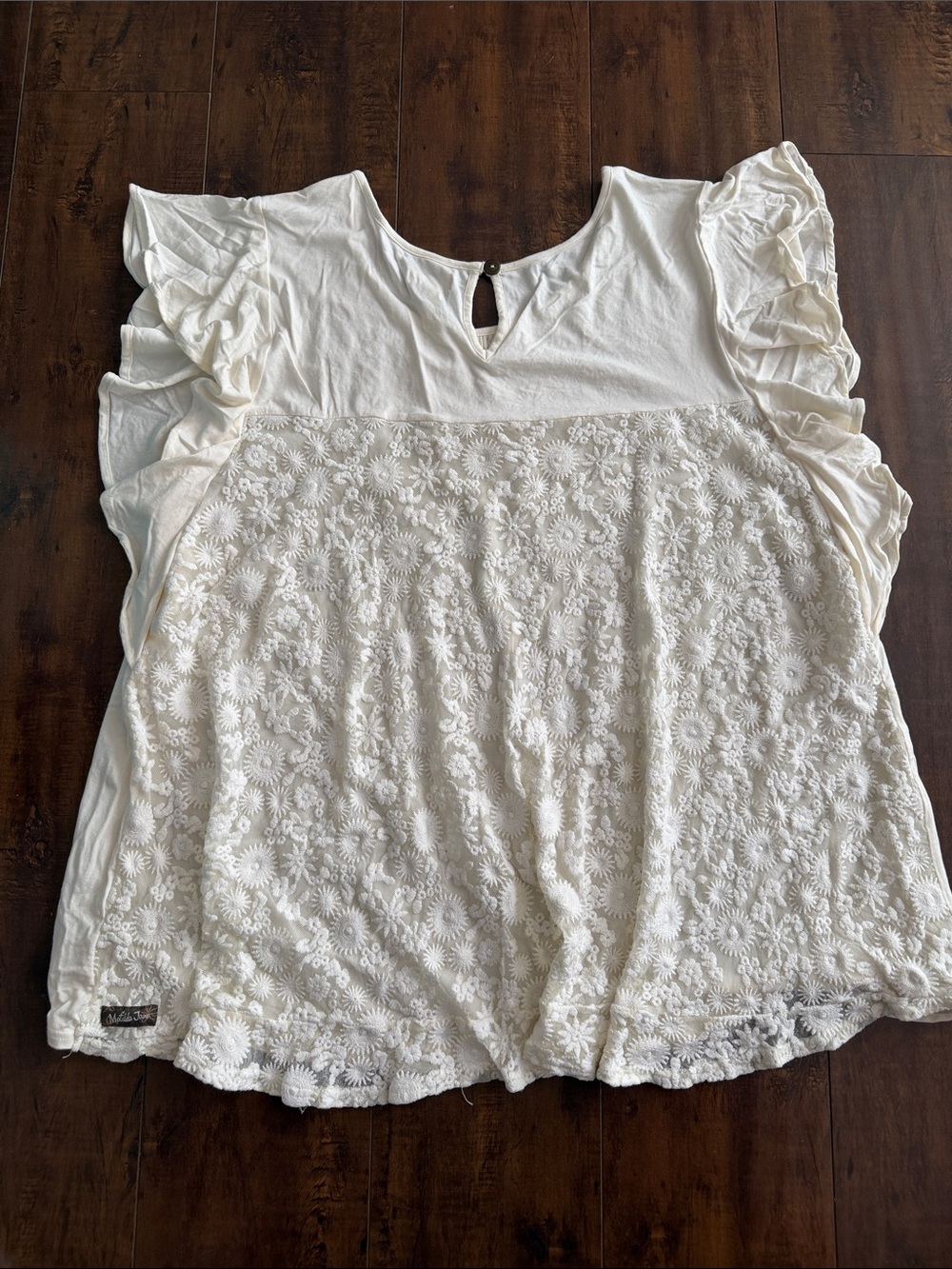 Matilda Jane Cream Lace Flutter Sleeve Tunic